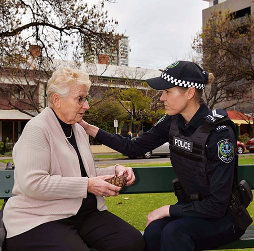 Dementia and police with woman CROP