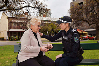 Dementia and police with woman MOBILE